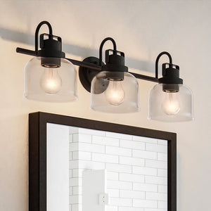 A unique Urban Ambiance bathroom vanity with the ULB2032 Modern Farmhouse Bath Light, 9''H x 24''W, Matte Black Finish from the Gildova Collection