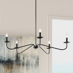 A gorgeous ULB2060 New-Traditional Chandelier, 12''H x 41''W, Matte Black Finish, from the Lygos Collection by Urban Ambiance adds luxury to a room