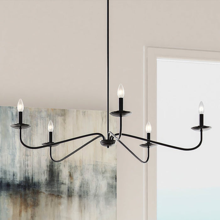 ULB2060 New-Traditional Chandelier, 12''H x 41''W, Matte Black Finish, Lygos Collection