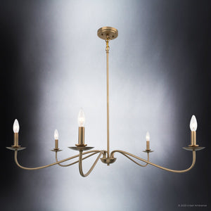 A gorgeous ULB2061 New-Traditional Chandelier, 12''H x 41''W, Brushed Gold Finish, Lygos Collection by Urban Ambiance.