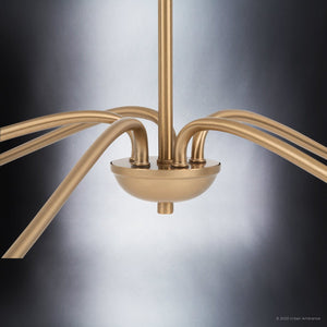 A unique ULB2061 New-Traditional Chandelier, 12''H x 41''W, Brushed Gold Finish, Lygos Collection light fixture by Urban Ambiance.