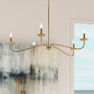 A luxury ULB2061 New-Traditional Chandelier lighting fixture from Urban Ambiance, with a painting on the wall.