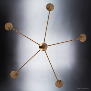 An image of a ULB2061 New-Traditional Chandelier, 12''H x 41''W, Brushed Gold Finish, Lygos Collection with four spheres by Urban Amb