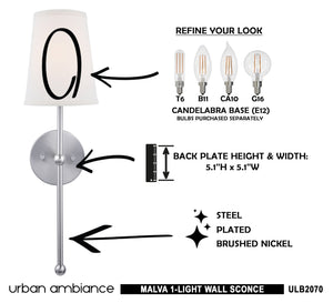 A diagram showing how to make the gorgeous ULB2070 New-Traditional Wall Sconce from the Malva Collection by Urban Ambiance.