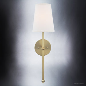 A beautiful ULB2071 New-Traditional Wall Sconce with a white shade.