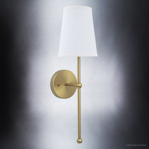 A gorgeous ULB2071 New-Traditional Wall Sconce with a white shade.