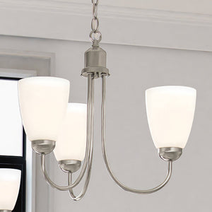 Three ULB2120 New-Traditional Chandeliers with frosted glass shades from Urban Ambiance in a beautiful design.