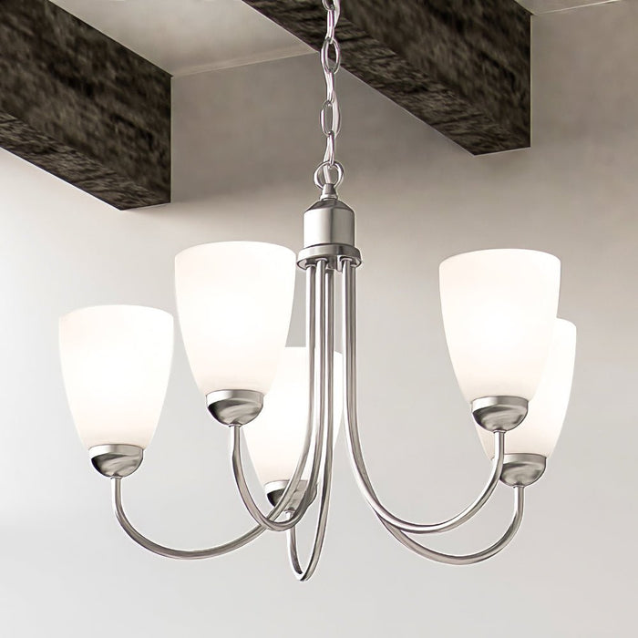 ULB2121 New-Traditional Chandelier, 16''H x 20''W, Brushed Nickel Finish, Teichos Collection