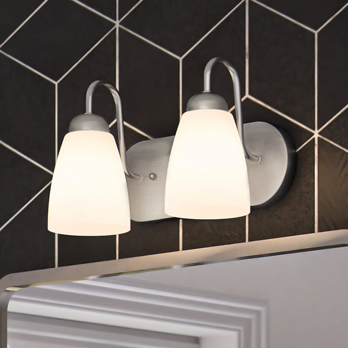 ULB2123 New-Traditional Bath Light, 7''H x 12''W, Brushed Nickel Finish, Teichos Collection