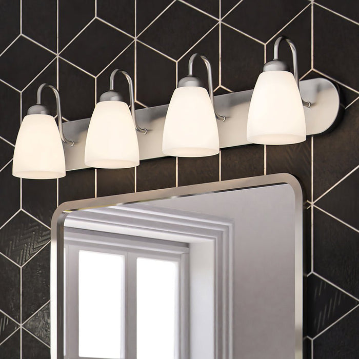 ULB2125 New-Traditional Bath Light, 7''H x 30''W, Brushed Nickel Finish, Teichos Collection