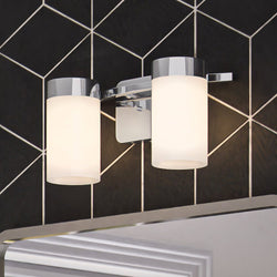 A unique luxury bathroom featuring an ULB2151 New-Traditional Bath Light, 7''H x 15''W, Polished Chrome Finish from the Cashel Collection by Urban Amb