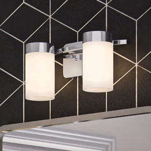 A unique luxury bathroom featuring an ULB2151 New-Traditional Bath Light, 7''H x 15''W, Polished Chrome Finish from the Cashel Collection by Urban Amb