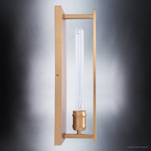 A unique wall sconce lamp with a clear glass tube.
