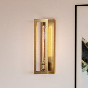 A luxury lighting fixture, the ULB2171 Transitional Wall Sconce from Urban Ambiance, beautifully complements a painting on a wall.