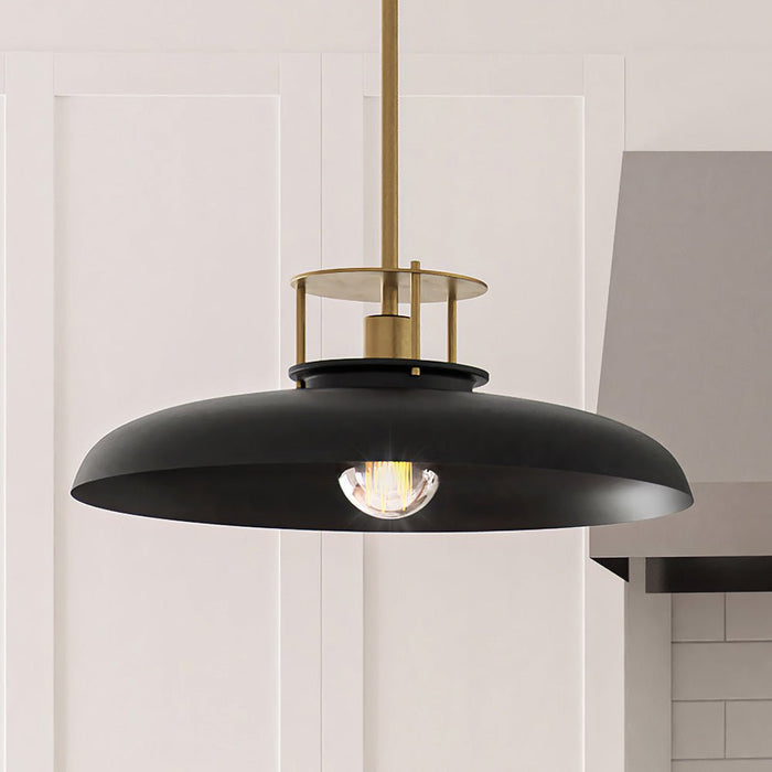ULB2191 Transitional Pendant, 8''H x 20''W, Matte Black and Gold Finish, Westport Collection