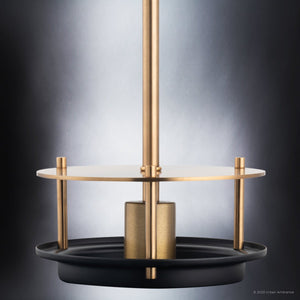 A beautiful black and gold ULB2191 Transitional Pendant, 8''H x 20''W with a circular base from Urban Ambiance's Westport Collection.