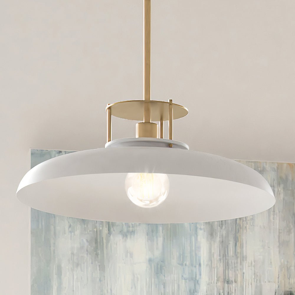 ULB2192 Transitional Pendant, 8''H x 20''W, Matte White and Gold Finis ...
