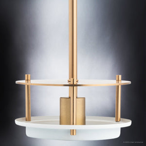 A beautiful lighting fixture from the Westport Collection, featuring a matte white and gold finish and a white plate.