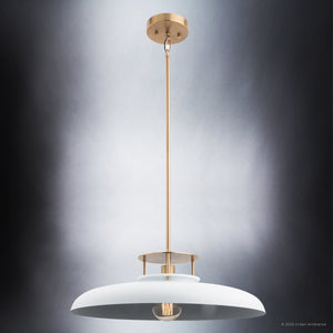 An ULB2192 Transitional Pendant light with a beautiful white shade, part of the Westport Collection by Urban Ambiance.