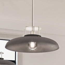 A beautiful ULB2193 Transitional Pendant, 8''H x 20''W, Polished Nickel and Gray Finish from the Westport Collection by Urban Ambiance.