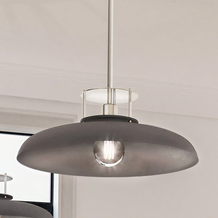 ULB2193 Transitional Pendant, 8''H x 20''W, Polished Nickel and Gray Finish, Westport Collection