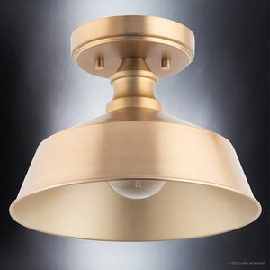 An ULB2202 Modern Farmhouse Ceiling Light with a brushed brass finish, creating a gorgeous lighting fixture.