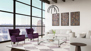 3D rendering of a unique ULB2210 Mid-Century Modern Chandelier, 26''H x 30''W, Matte Black Finish, Kenmare Collection from Urban Ambiance in