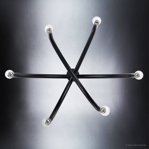 A luxury ULB2210 Mid-Century Modern Chandelier lighting fixture with a star shaped design and a matte black finish from the Kenmare Collection by Urban Ambiance.