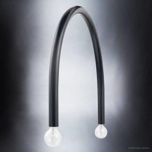 A unique Urban Ambiance ULB2210 Mid-Century Modern Chandelier, 26''H x 30''W, Matte Black Finish, Kenmare Collection with a glass ball in the