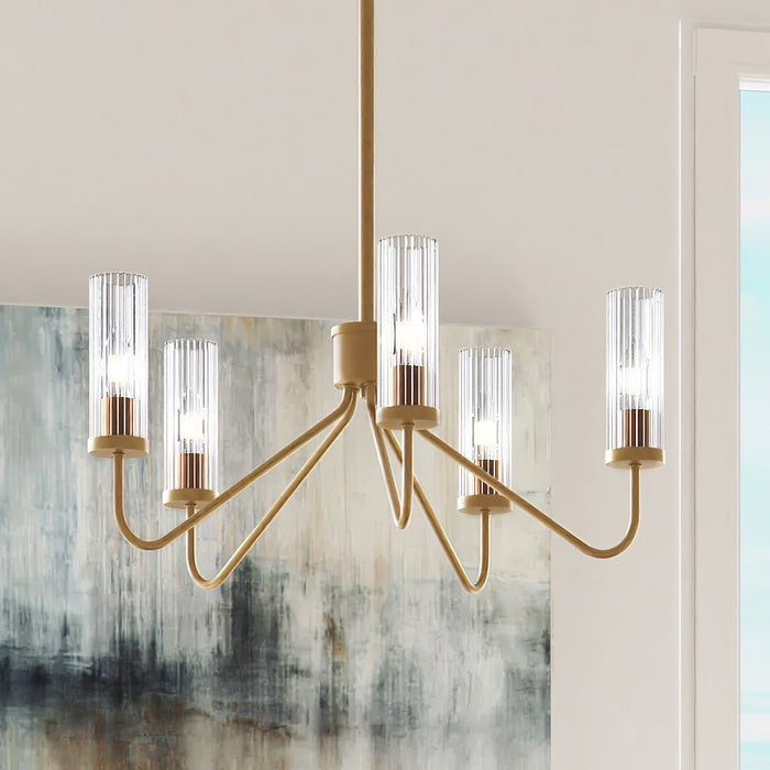 ULB2220 Transitional Chandelier, 15''H x 21''W, Brushed Brass Finish, Limerick Collection