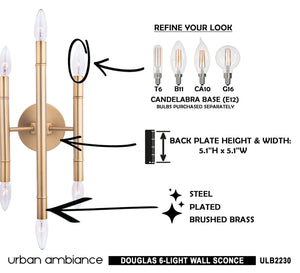 The ULB2230 Mid-Century Modern Wall Sconce, 16''H x 7''W, Brushed Brass Finish, Douglas Collection by Urban Ambiance is a gorgeous lighting