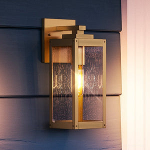 Urban Ambiance - Outdoor Wall Light - UQL1340 Farmhouse Outdoor Wall Light, 14"H x 5"W, Antique Brass, Quincy Collection -