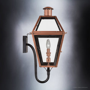 Urban Ambiance - Wall Sconce - UQL1370 Rustic Outdoor Wall Sconce, 24''H x 11''W, Rustic Copper Finish, Paris Collection -