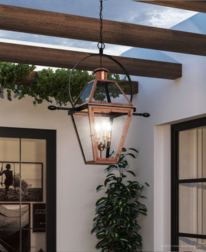 Urban Ambiance - Pendant - UQL1374 Rustic Outdoor Pendant, 30''H x 28''W, Rustic Copper Finish, Paris Collection -