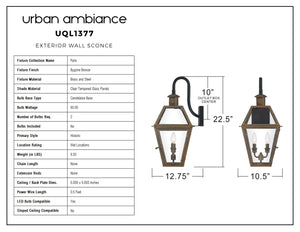 Urban Ambiance - Outdoor Wall Light - UQL1377 Historic Outdoor Wall Light, 22.5