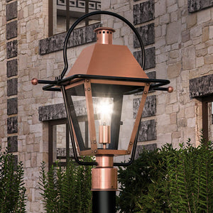 Urban Ambiance - Outdoor Post/Pier Light - UQL1380 Historic Outdoor Post/Pier Light, 22.75"H x 17.75"W, Rustic Copper Finish, Paris Collection -