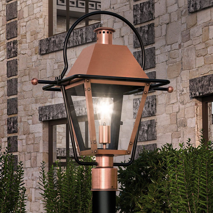 UQL1380 Historic Outdoor Post/Pier Light, 22.75"H x 17.75"W, Rustic Copper Finish, Paris Collection
