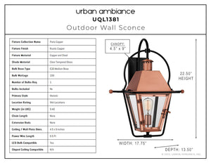 Urban Ambiance - Outdoor Wall Light - UQL1381 Historic Outdoor Wall Light, 22.5