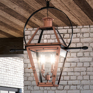Luxury Craftsman Outdoor Pendant Light, Large Size: 19H x 10.5W, with Mid-Century Modern Style Elements, Vertical Stripes Design, Natural Black