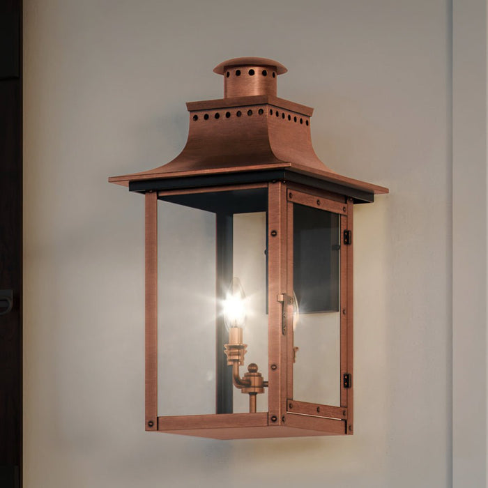 UQL1411 Vintage Outdoor Wall Light, 23"H x 12"W, Rustic Copper Finish, Longview Collection