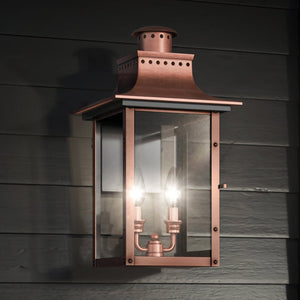 Urban Ambiance - Outdoor Wall Light - UQL1412 Antique Outdoor Wall Light, 19"H x 10"W, Rustic Copper Finish, Longview Collection -
