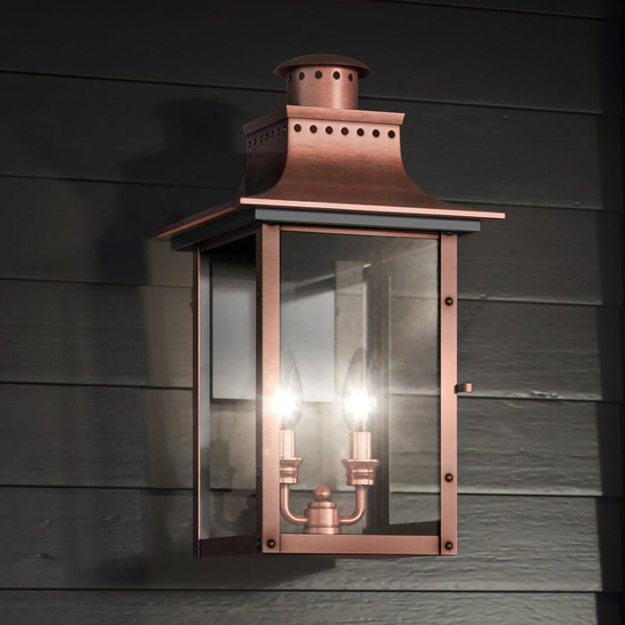 UQL1412 Vintage Outdoor Wall Light, 19"H x 10"W, Rustic Copper Finish, Longview Collection