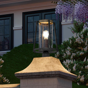 A beautiful lighting fixture, the Urban Ambiance UQL1560 Modern Farmhouse Outdoor Post Light 15.25''H x 10.5''W, Antique Black Finish, Bergen