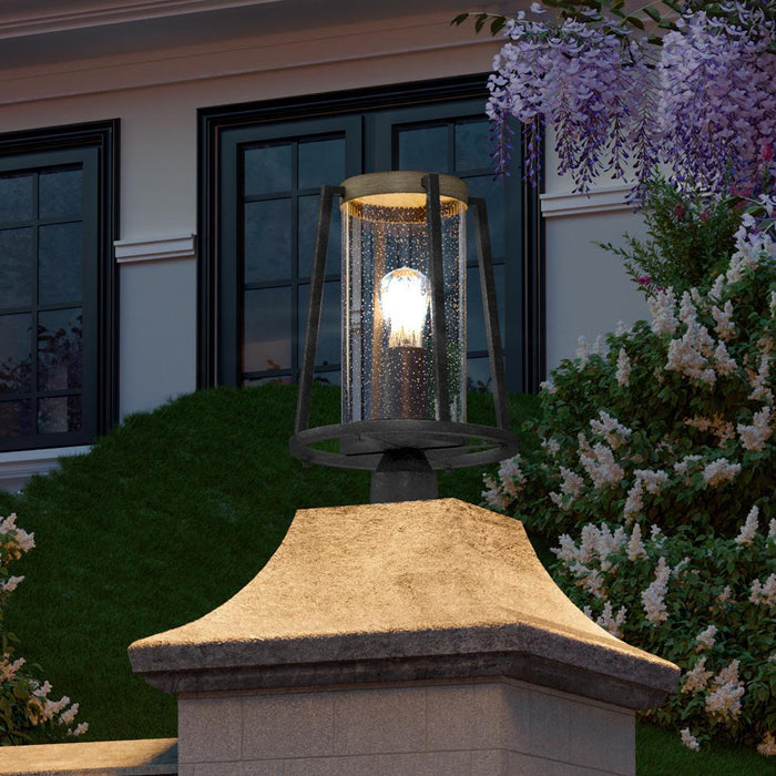 UQL1560 Modern Farmhouse Outdoor Post Light 15.25''H x 10.5''W, Antique Black Finish, Bergen Collection