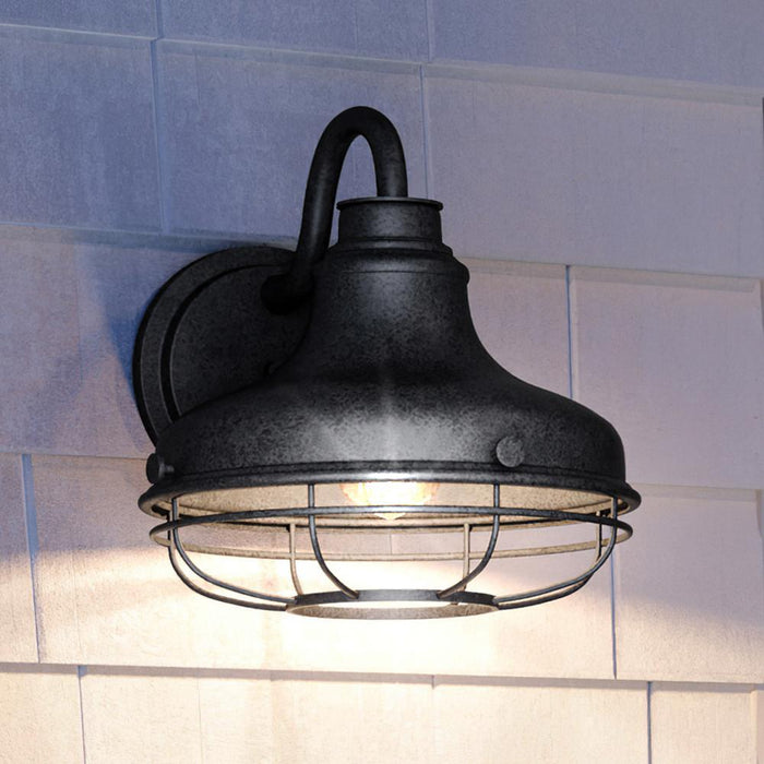 UQL1571 Nautical Outdoor Wall Sconce 10.5''H x 10''W, Seasoned Iron Finish, Dover Collection