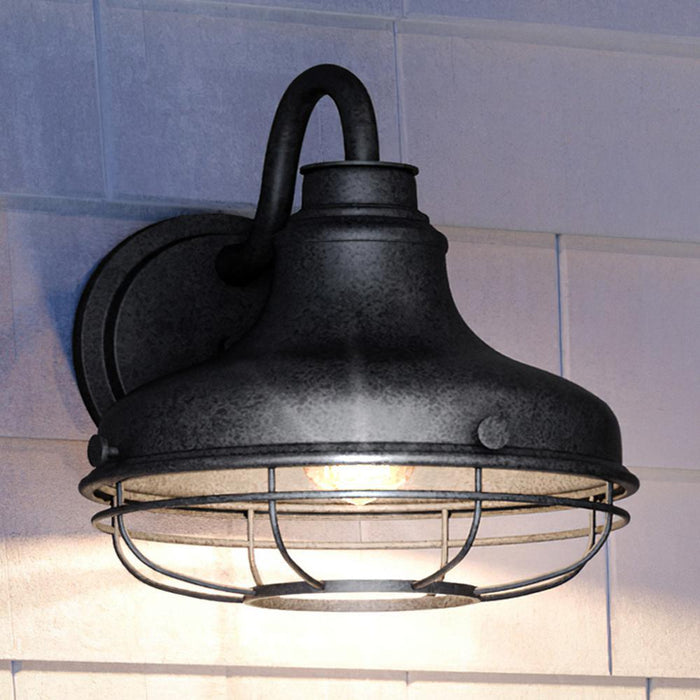 UQL1572 Nautical Outdoor Wall Sconce 12.5''H x 12''W, Seasoned Iron Finish, Dover Collection