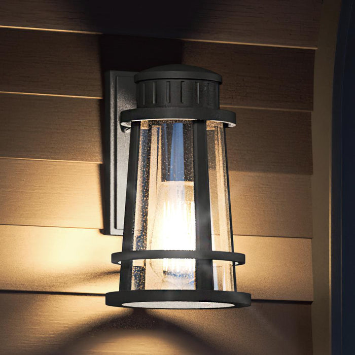 UQL1582 Tudor Outdoor Wall Sconce 13''H x 7.75''W, Natural Black Finish, Westcliffe Collection