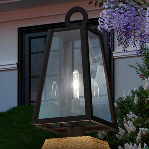 An UQL1623 Art Deco Outdoor Post Light 22''H x 10''W, Black Bronze Finish, Aveley Collection by Urban Ambiance is a beautiful lighting fixture on