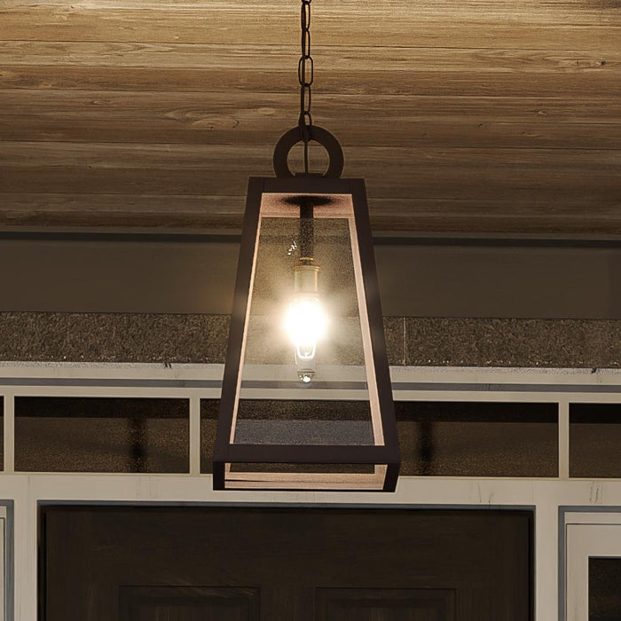 UQL1624 Art Deco Outdoor Pendant 19''H x 10''W, Black Bronze Finish, Aveley Collection