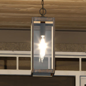 A unique and luxurious Urban Ambiance UQL1631 Modern Farmhouse Outdoor Pendant 20.75''H x 7''W, Bygone Bronze Finish, Quincy Collection hanging light fixture
